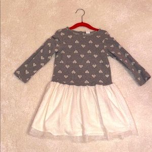 GAP Gray Hearts Mix Media Dress - Sz 5